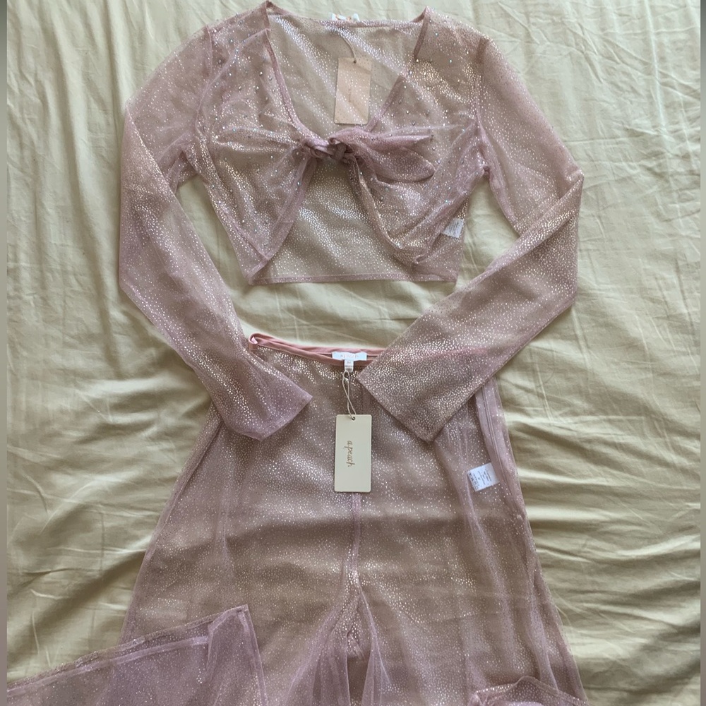 Pink mesh matching set